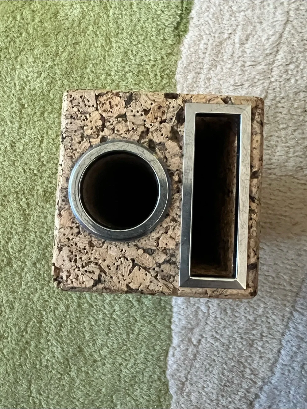 Mid Century Modern Cork & Chrome Rotating Desk Pencil Pen Holder Park Sherman